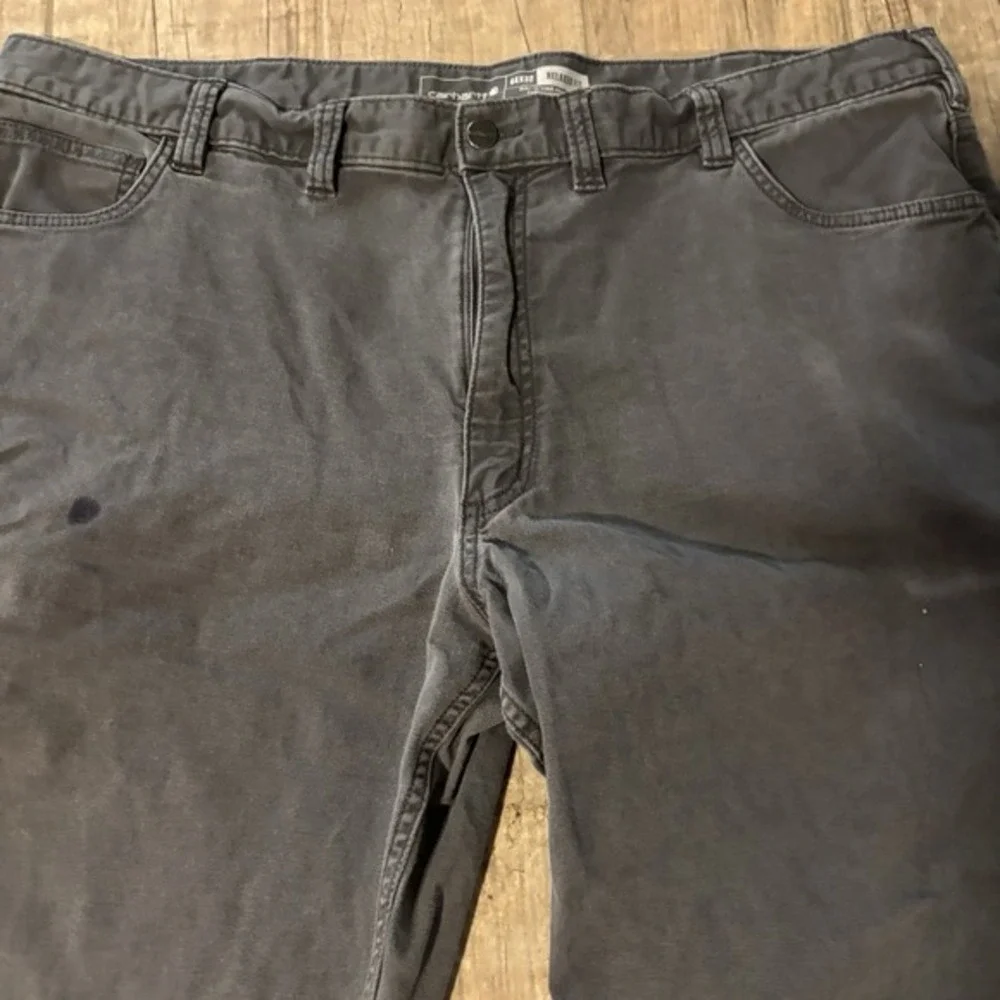 Carhartt Work Pants Men's 44‎ X 32 Relaxed Fit Rugged Flex Canvas Gray 5 Pocket